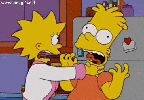 GIF Adult Lisa Strangle Adult Bart Simpson in The Kitchen Funny Cartoon Animation