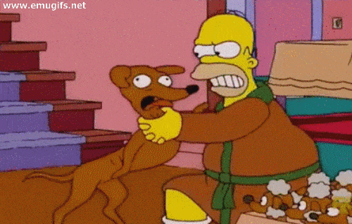 Homer Strangle Santa's Little Helper Funny Animation GIF from Episode
