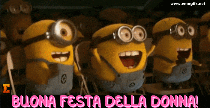 Buona Festa della Donna 2023 GIF Divertente con i Minions che Fanno Festa per l 8 Marzo International Womens Day