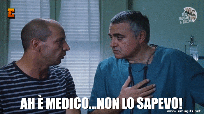 Ah e Medico Non Lo Sapevo GIF della Scena in Ospedale con Aldo Giovanni e Giacomo nel Film Tre Uomini e Una Gamba