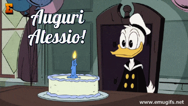 Auguri Alessio GIF Animata di Buon Compleanno con Torta e Nome Personalizzato Glitter con Personaggio Paperino che Soffia le Candeline sulla Torta Scarica e Invia su Facebook Chat Auguri Alessio GIF Animata di Buon Compleanno con Torta e Nome Personalizzato Glitter con Personaggio Paperino che Soffia le Candeline sulla Torta Scarica e Invia su Facebook Chat