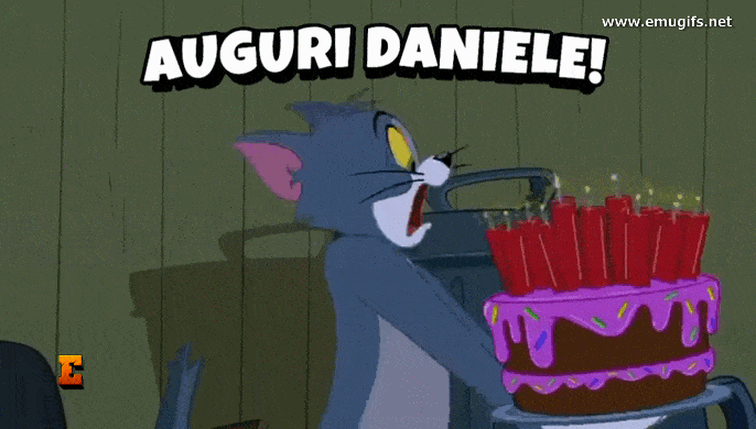 Auguri Daniele GIF Divertente con Nome Personalizzato da Inviare ad Amici e Parenti che si Chiamano Daniele