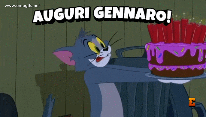 Auguri di Buon Compleanno Gennaro GIF Animata Divertente con Torta e Nome Personalizzato