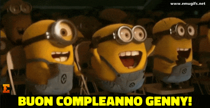 Buon Compleanno Genny GIF Divertente con i Minions che Fanno Festa e gli Auguri a chi si Chiama Gennaro