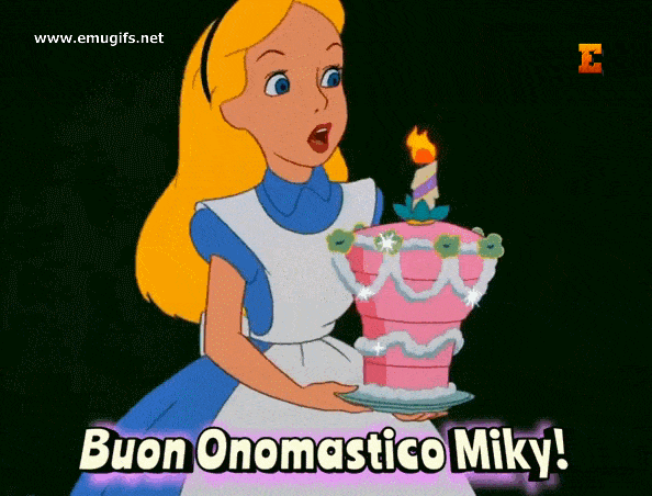 Buon Onomastico Miky GIF per il Santo del Giorno 24 Agosto S Maria Michela Cartolina di Auguri Personalizzata da Condividere sui Social