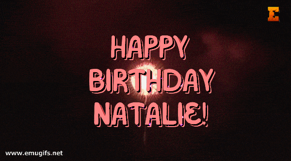 Happy Birthday Natalie GIF Animation With Glitter Best Wishes Text Phrases and Custom Name for WhatsApp Web Messenger and Facebook Messenger