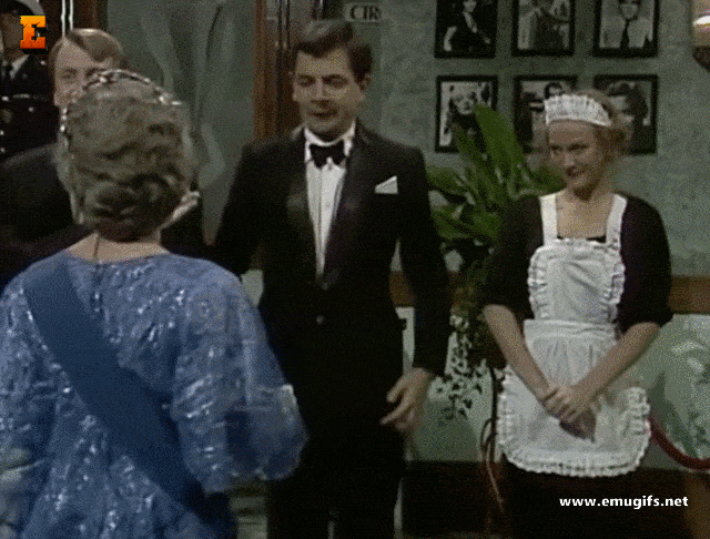 Mr Bean Queen Elizabeth Headbutt GIF and MEME from Funny Episode