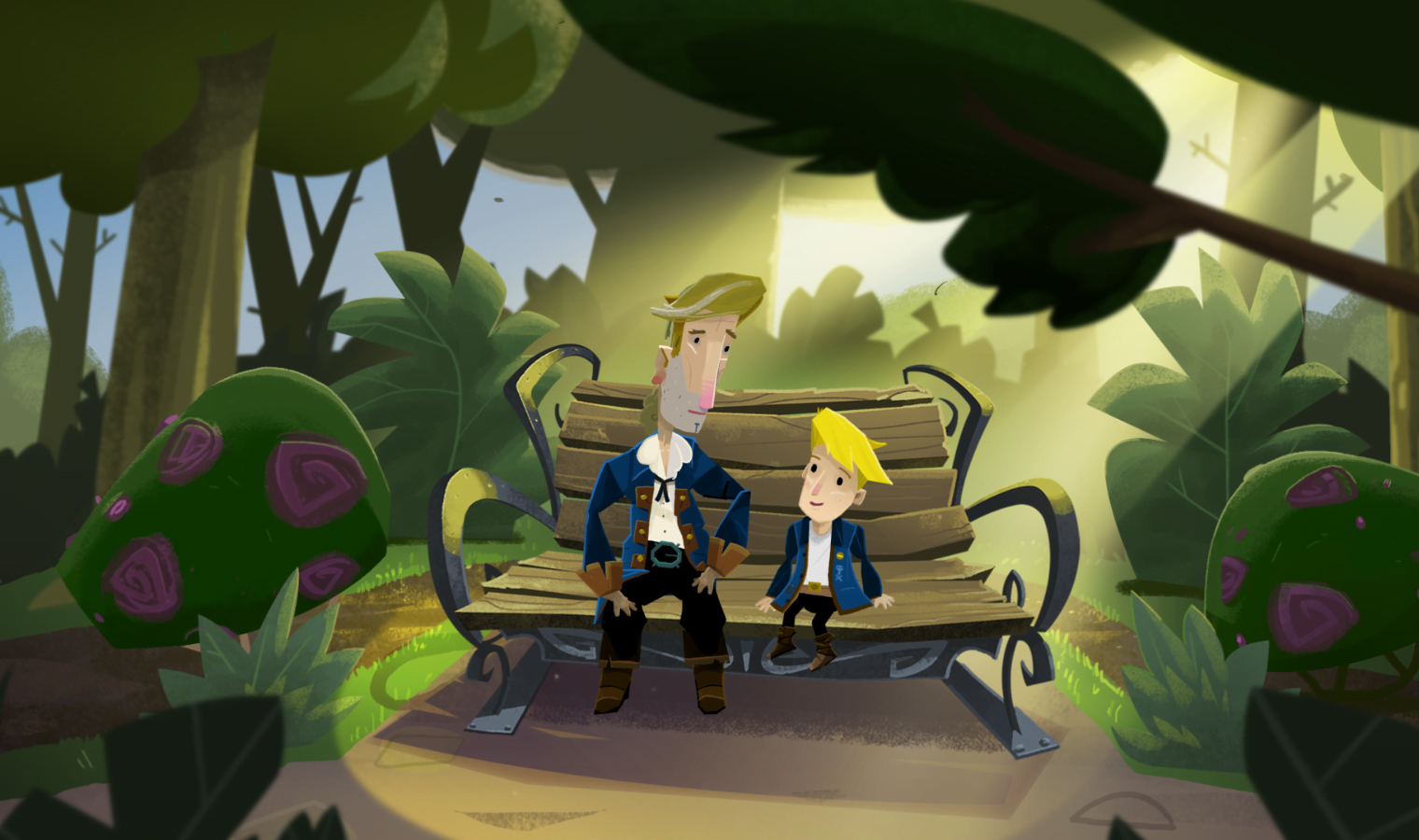 Return to Monkey Island Prelude Guybrush Threepwood With Young Guybrush on The Bench Wallpaper for Computer PC Desktop 1520x900 by Emugifs 2022