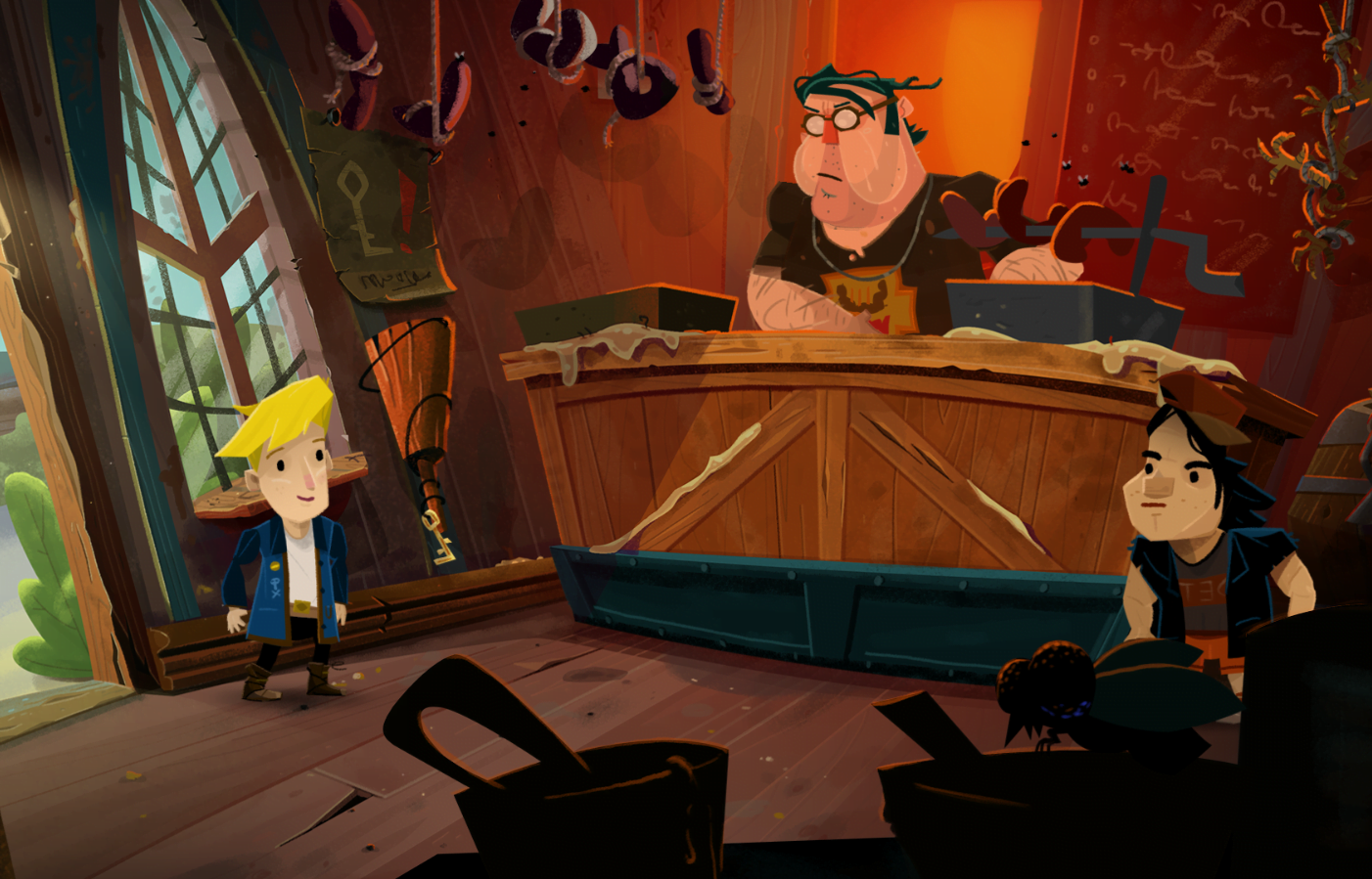 Return to Monkey Island Prelude Guybrush and Chuckie at Scurvydogs Store Wallpaper for Computer PC Desktop 1402x899 by Emugifs 2022
