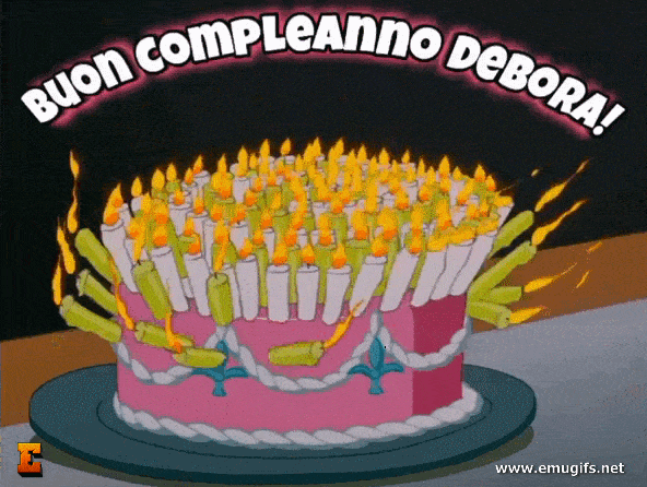 Buon Compleanno Debora GIF di Auguri con Grande Torta Animata