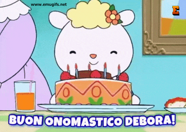 Buon Onomastico Debora Cartolina di Auguri con Torta e Candeline per Festeggiare Questo Bellissimo Nome Femminile