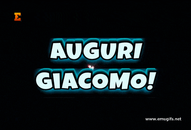 Auguri Giacomo GIF con Nome Personalizzato e Fuochi Artificiali per Festeggiare il Compleanno di chi si Chiama Giacomo
