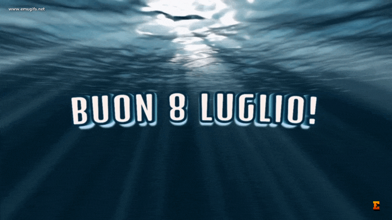 Buon 8 Luglio GIF Estiva del Buongiorno con i Raggi del Sole e il Mare Blu Scarica Gratis e Condividi con Amici e Parenti per Augurare una Buona Giornata d Estate
