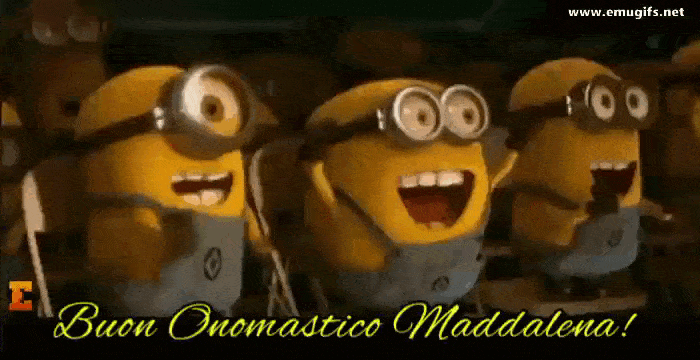 Buon Onomastico Maddalena GIF Divertente con Auguri e i Minions che Fanno Festa a chi si Chiama Maddalena Scarica Questa GIF Animata e Inviala come Cartolina Digitale Buon Onomastico Maddalena GIF Divertente con Auguri e i Minions che Fanno Festa a chi si Chiama Maddalena Scarica Questa GIF Animata e Inviala come Cartolina Digitale