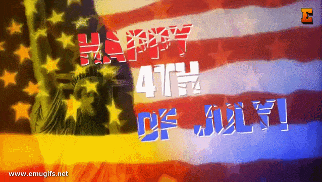 Happy 4th of July GIF Animated of Independence Day With USA Flag and Statue of Liberty Download and Share on Social Group