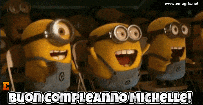 Buon Compleanno Michelle GIF di Auguri Divertenti con i Minions che Fanno Festa