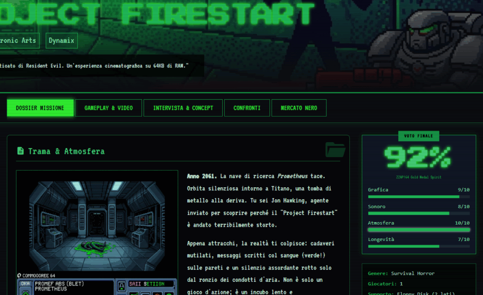 Project Firestart Commodore 64 Recensione in Italiano